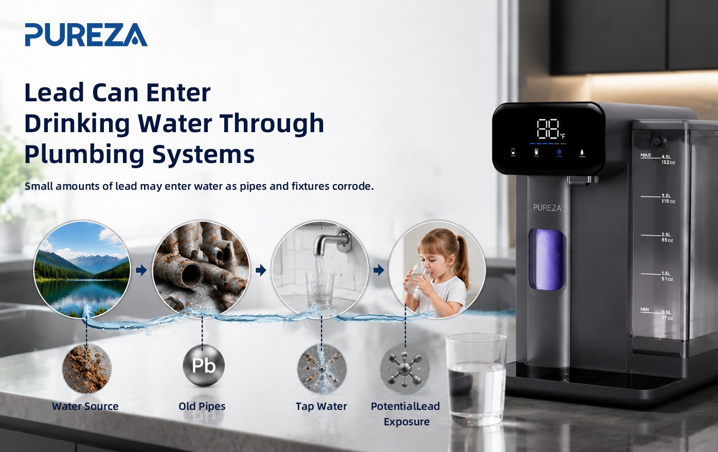 PU-T02 Countertop Cold Water Dispenser